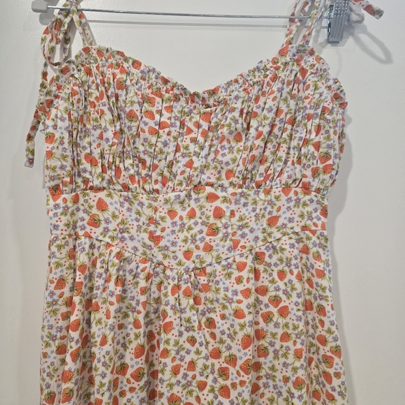 AERIE Cottage Tie Strap Strawberry Summer Dress 🍓 - Picture 2 of 7